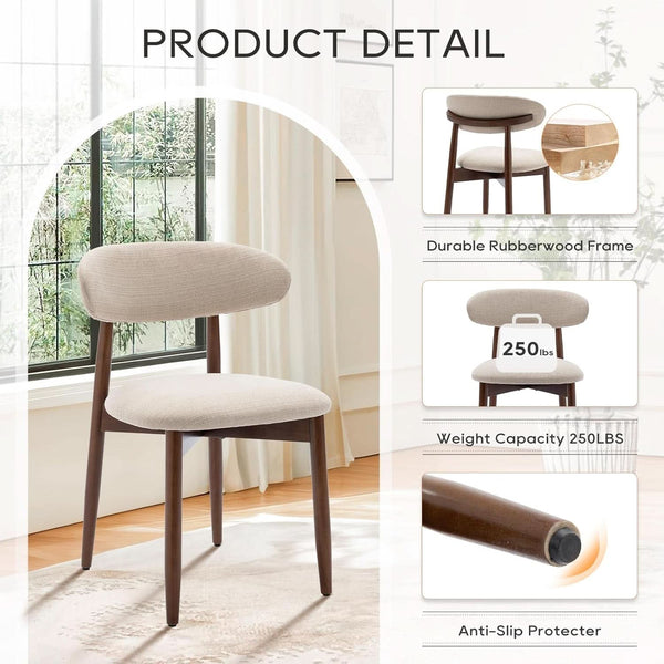 Beige Upholstered Contemporary Wood Dining Chair Set