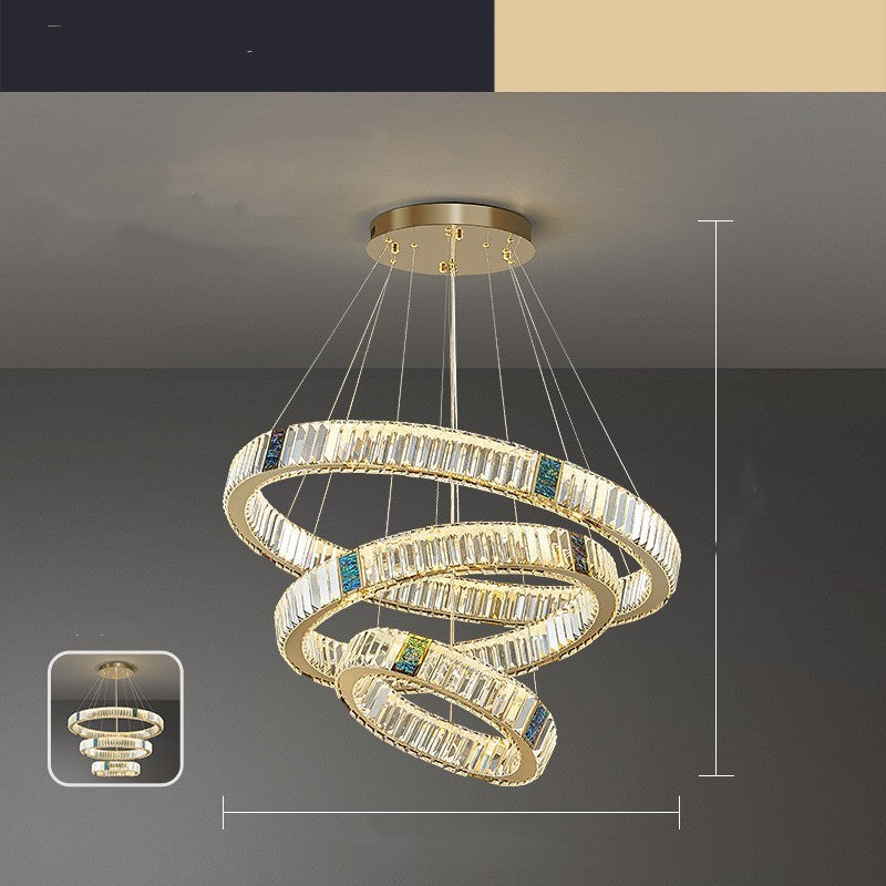 Light Luxury Crystal Living Room Chandelier Postmodern Round Stainless Steel Decorbites