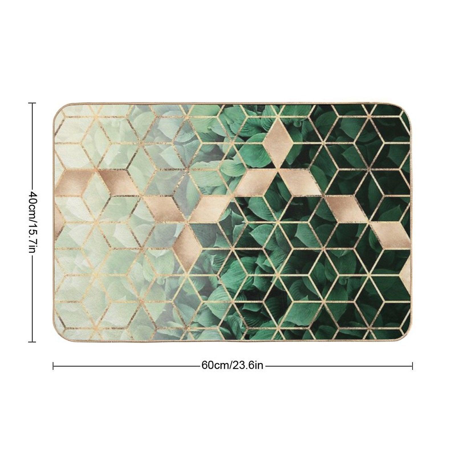 Leaves And Cubes Bath Mat