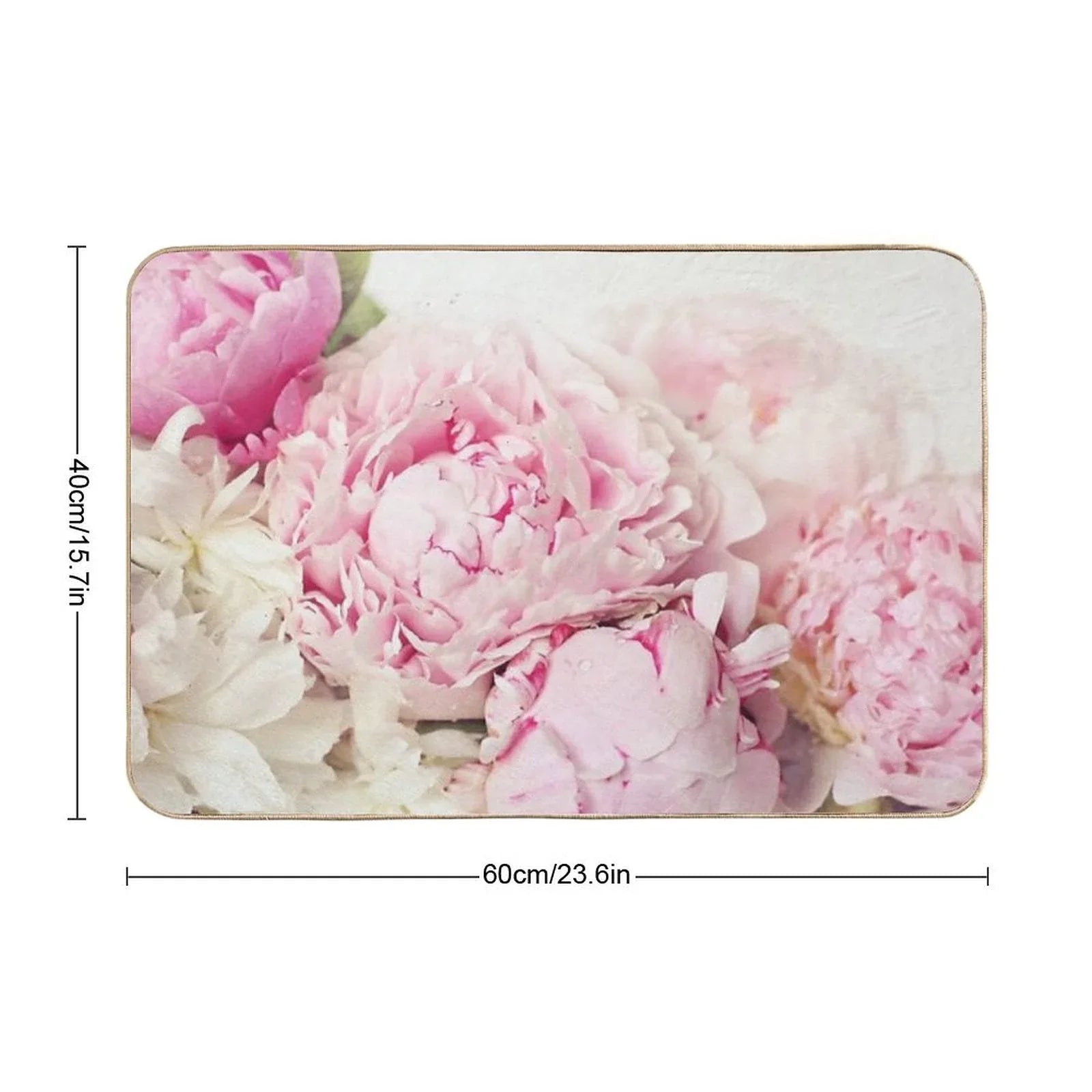 Peonies on White Bath Mat