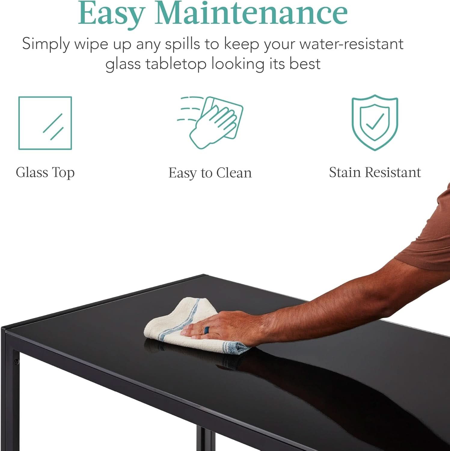 Tempered Glass Ultra Lux Countertop Dining Table Set Black 51 Inch