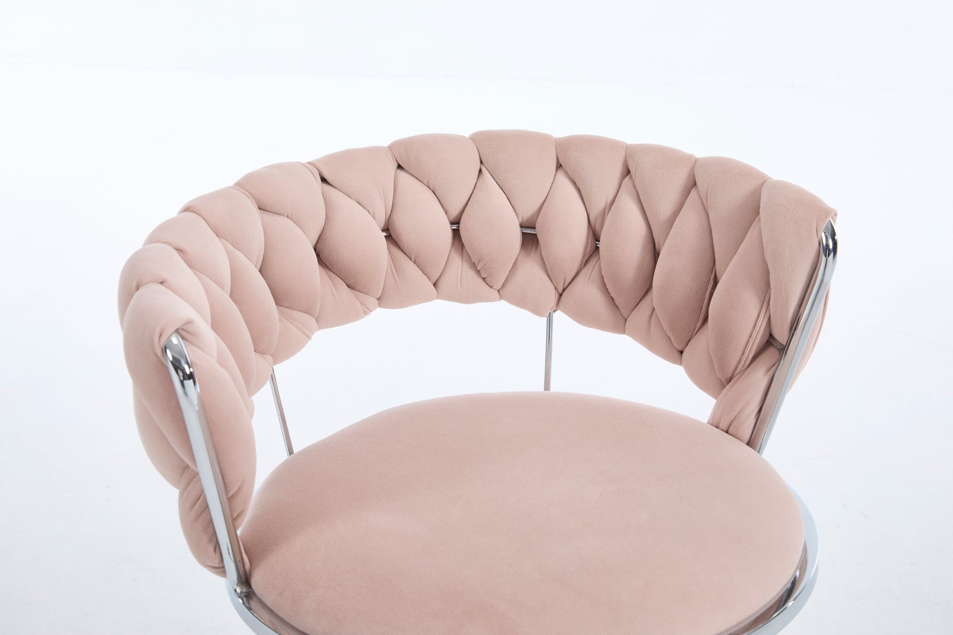 Set of 2 Bar Stools with Chrome Footrest & Base Swivel Height Adjustable Velvet