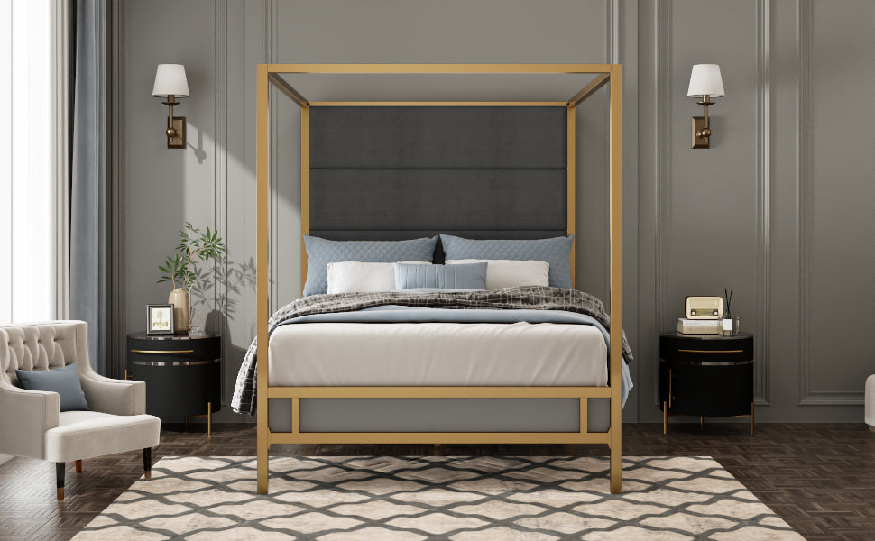 Gold Metal Canopy Bed