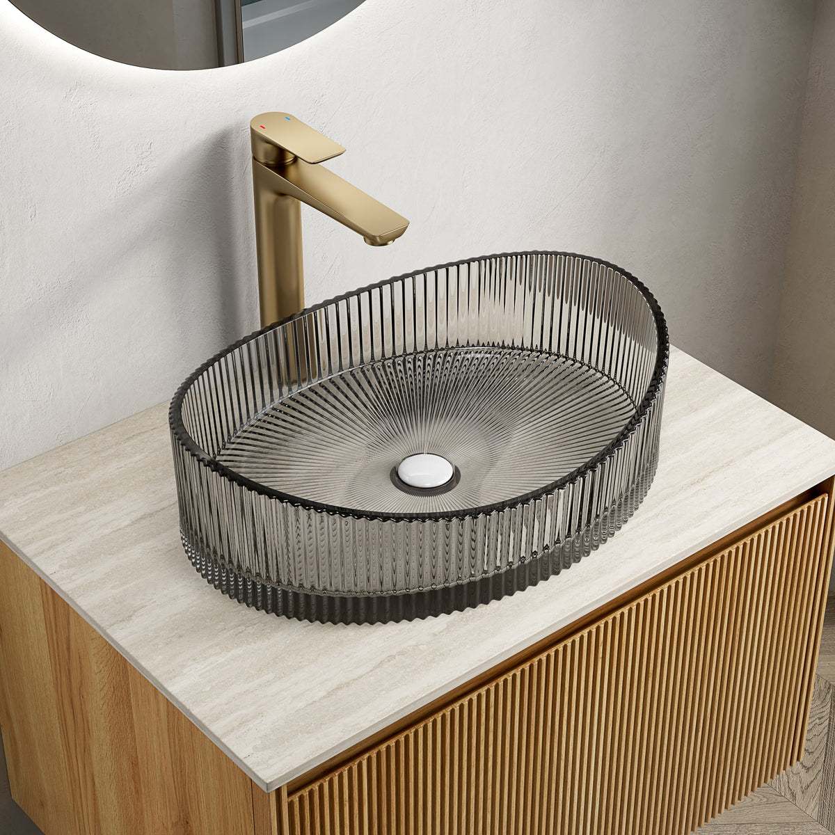 Lina 20'' Bathroom Yuanbao Shape Crystal Glass Sink without Faucet