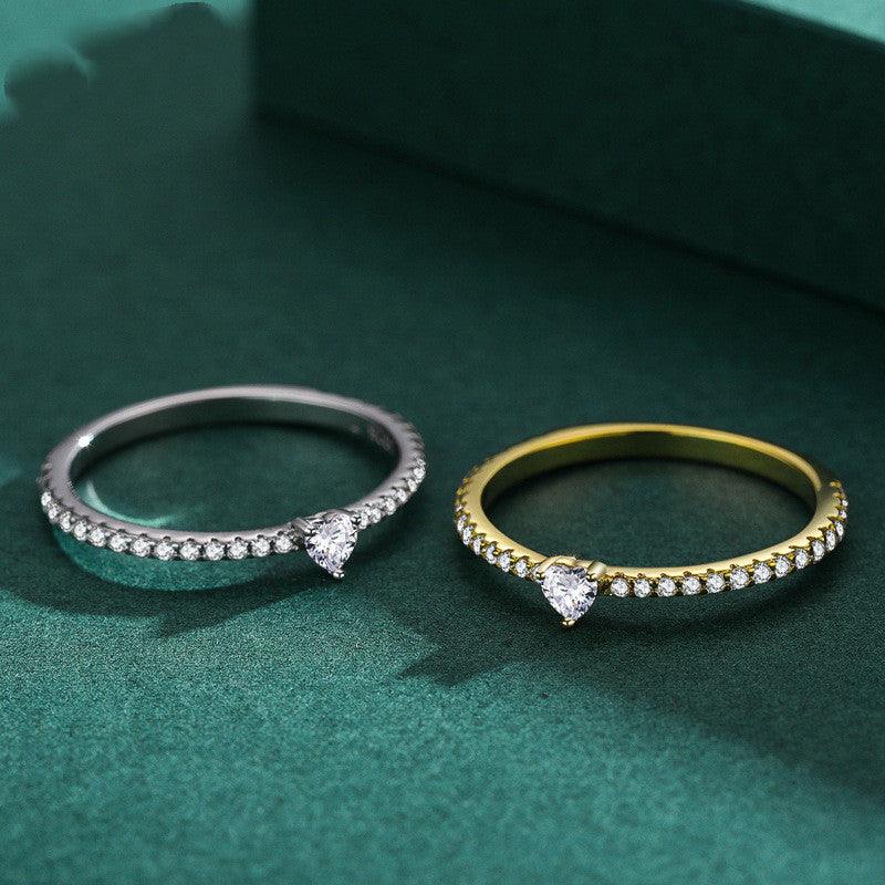 S925 Sterling Silver Heart-Shaped Love Ring for Women, Elegant European Design, Custom Sizes Available
