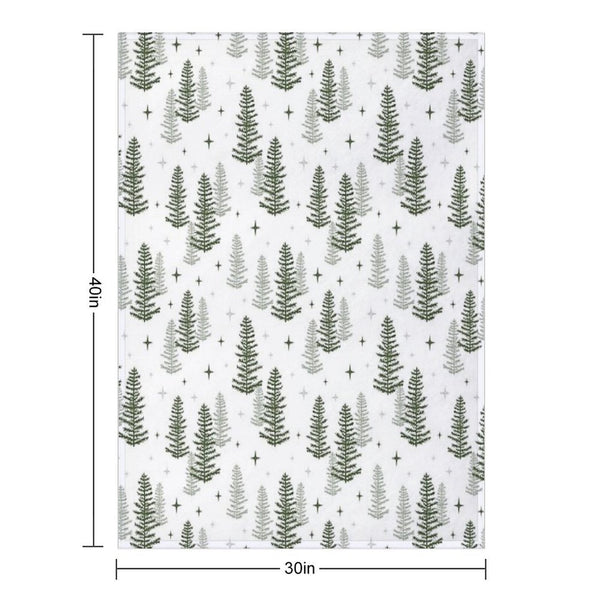 Christmas Night with Green Trees Quick-dry Throw Blanket