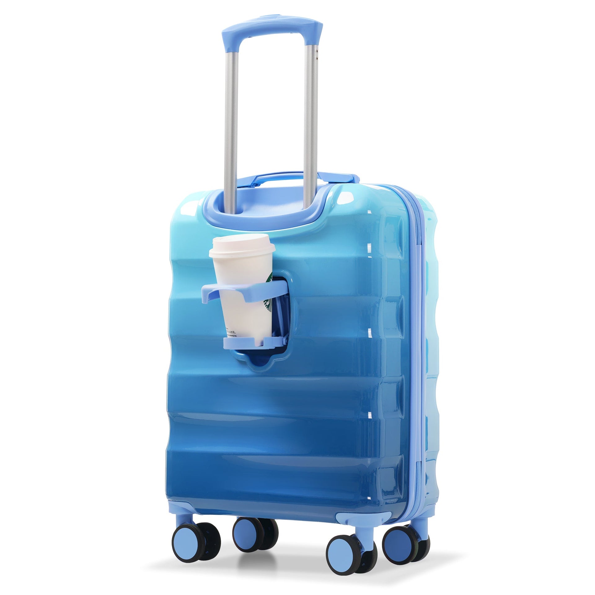20' Carry-on Luggage with Cup Holder – Lightweight Glossy Hardshell Suitcases with Spinner Wheels, TSA Lock, Airline Approved, 2 Piece Set
