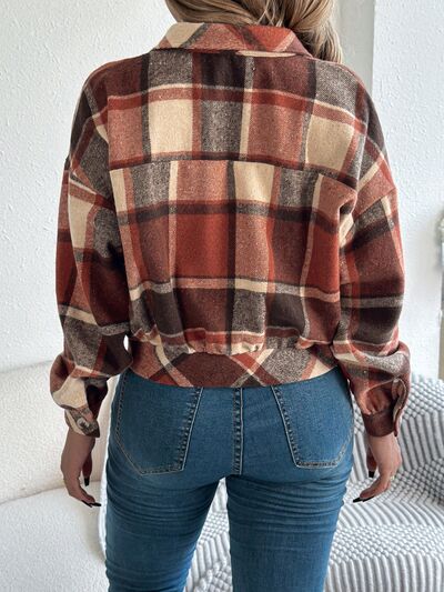 Classic Plaid Button Up Long Sleeve Jacket Women Cozy Trendy Everyday Wear Simple Jacket