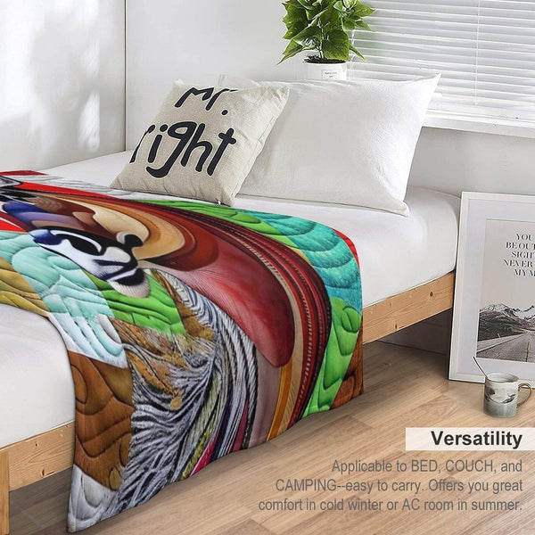 Beautiful Buck Deer Simulated Quilt Pattern Sustainable Throw Blanket