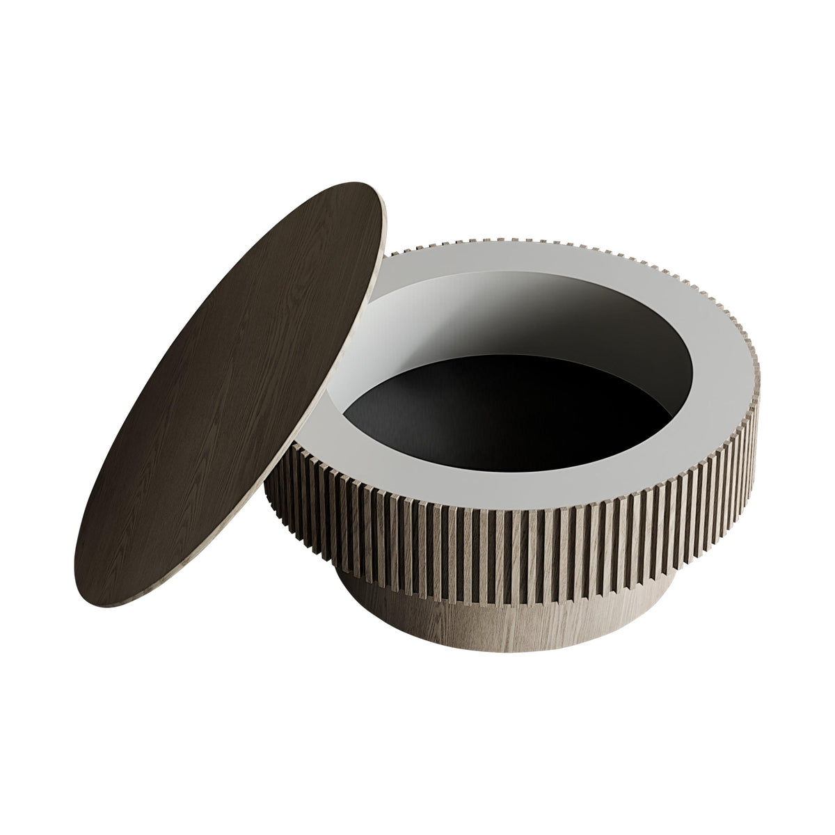Modern Gray Round Mushroom Coffee Table with Hidden Storage