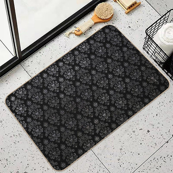 Haunted Mansion Wallpaper Black And Silver Bath Mat