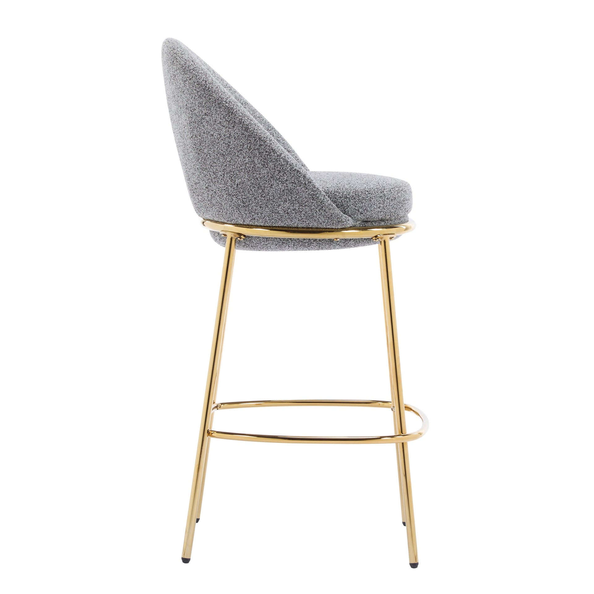 Gold & Gray Upholstered Bar Stools with Backrest – Modern Glam Counter Stools (Set of 2)