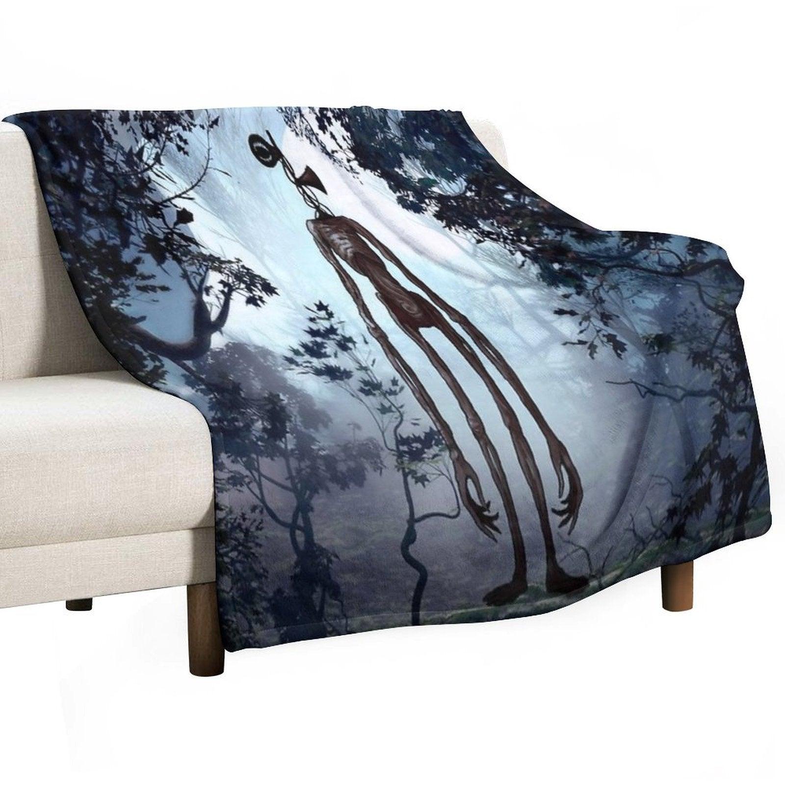Siren Head in Dark Forest Throw Blanket