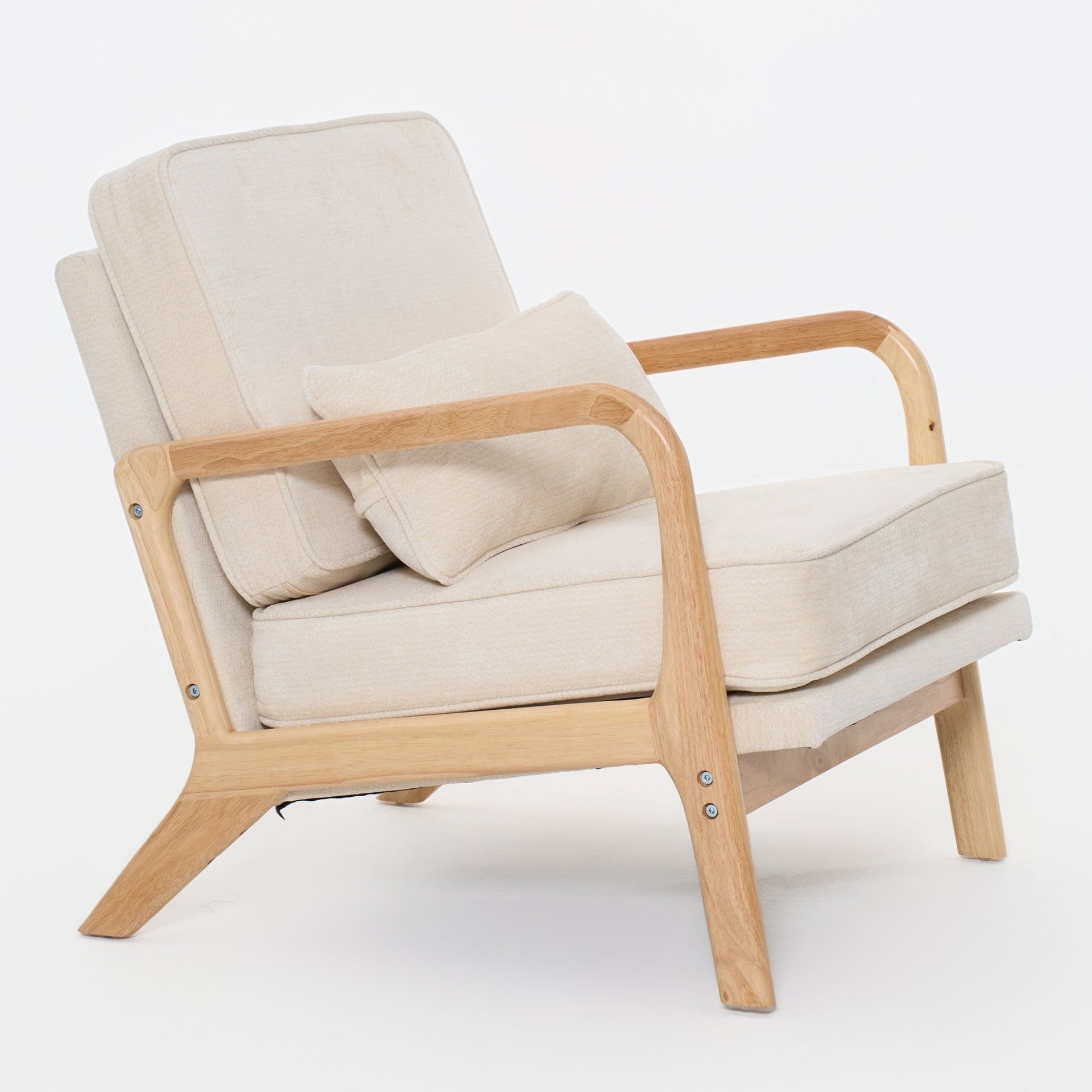 Beige Mid‑Century Accent Chair