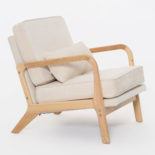 Beige Mid‑Century Accent Chair