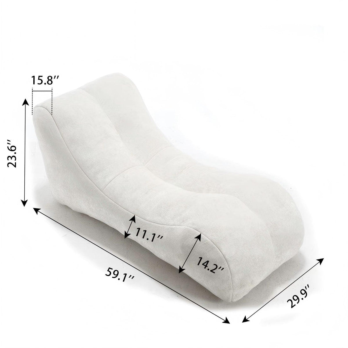 White Polyester Bean Bag Sofa‑Lounger