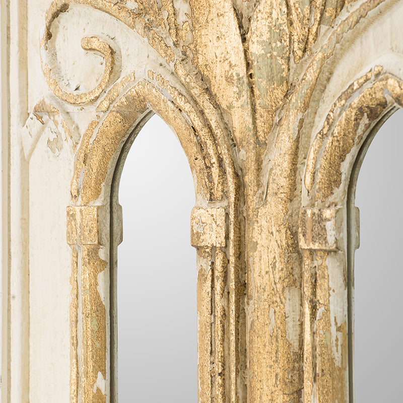 20.1x2x29.9' Mid-Century Modern Wall Mirror with Gold Leaf Details, Set of 2