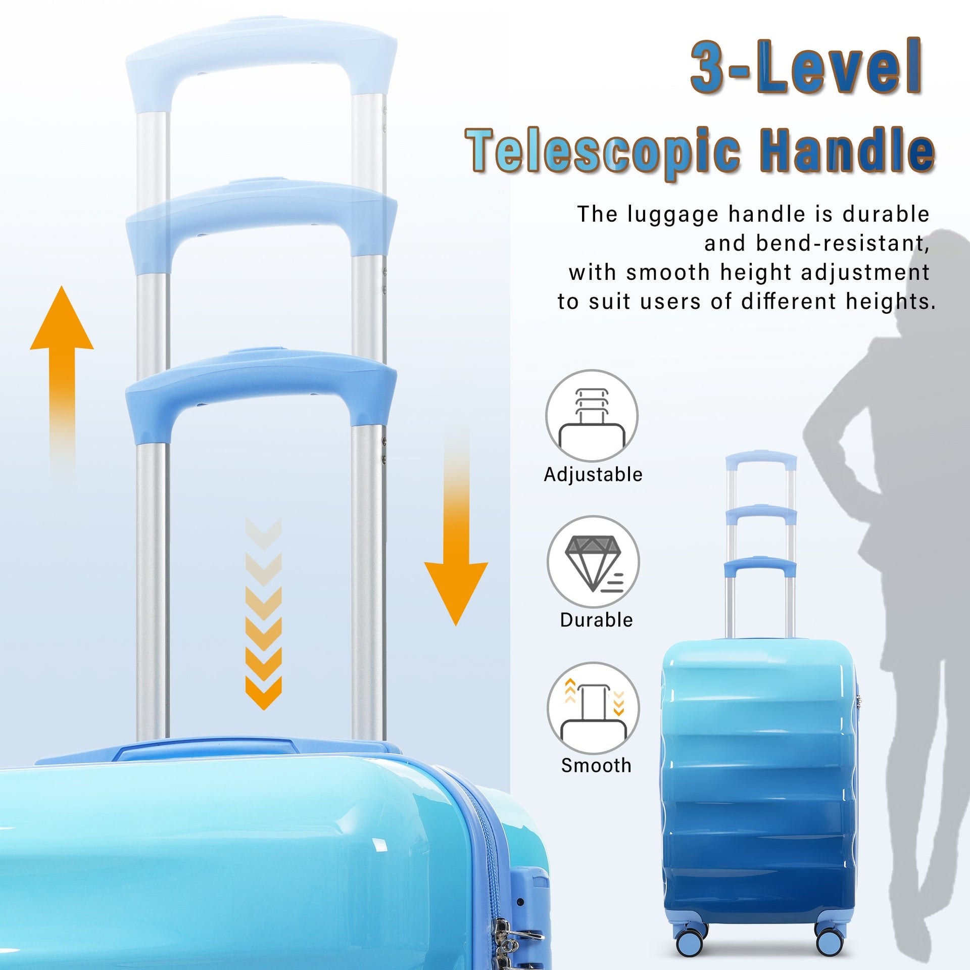 20' Carry-on Luggage with Cup Holder – Lightweight Glossy Hardshell Suitcases with Spinner Wheels, TSA Lock, Airline Approved, 2 Piece Set