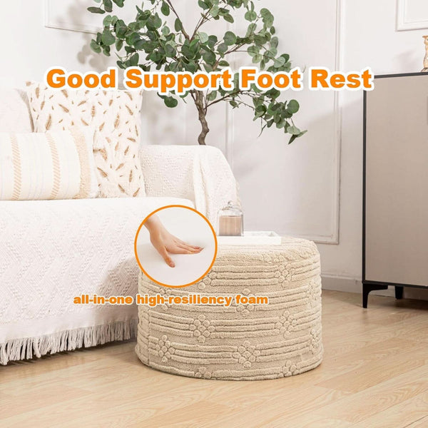 Ultra Plush Floor Pouf Ottoman Foot Rest Light Coffee
