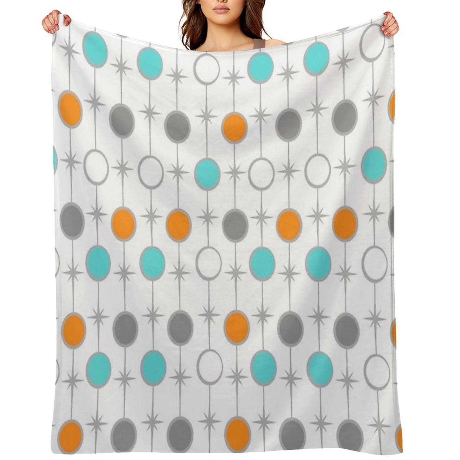 Retro Dots And Starbursts Throw Blanket