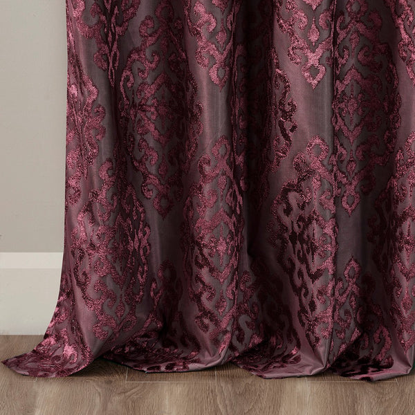 Mirage Knitted Jacquard Damask Total Blackout Grommet Top Curtain Panel by SunSmart - Gifts for You 'n Me