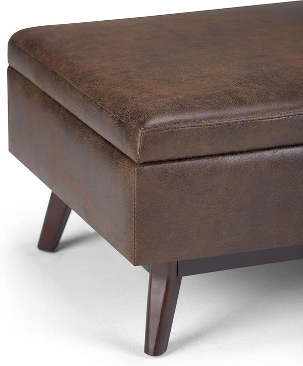 Mid Century Distressed Chestnut Lift Top Coffee Table Ottoman