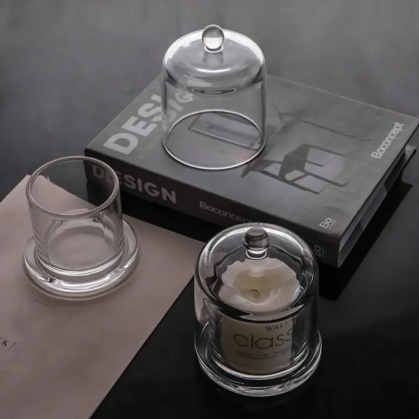 Glass Candle Holder With Glass Cover