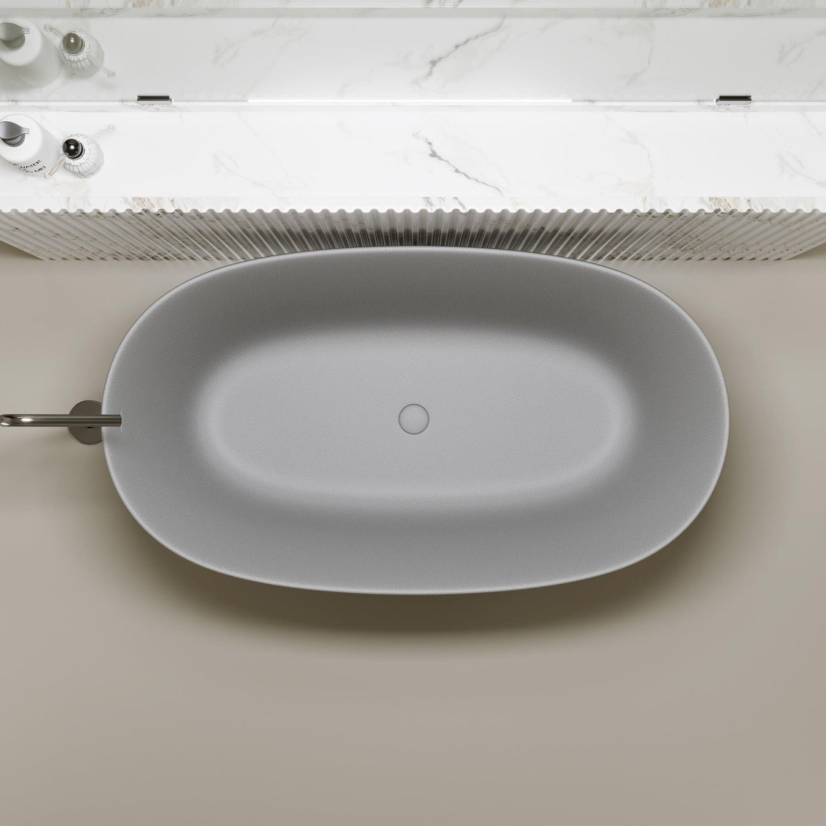 47'' Freestanding Bathtub Resin Stone Soaking Bathtub