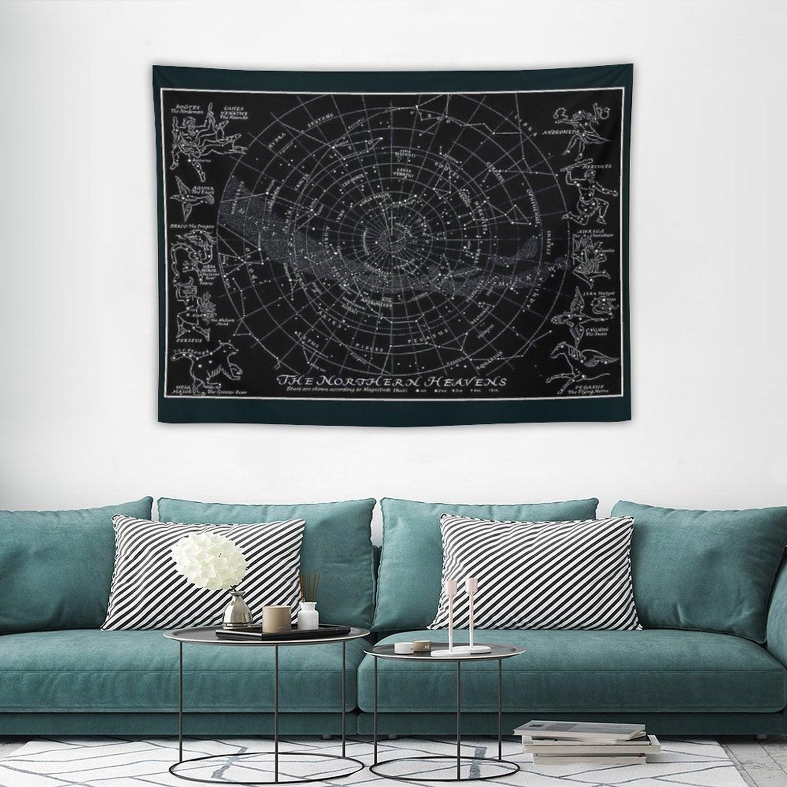 THE NORTHERN HEAVENS  Vintage Star Map Print Tapestry