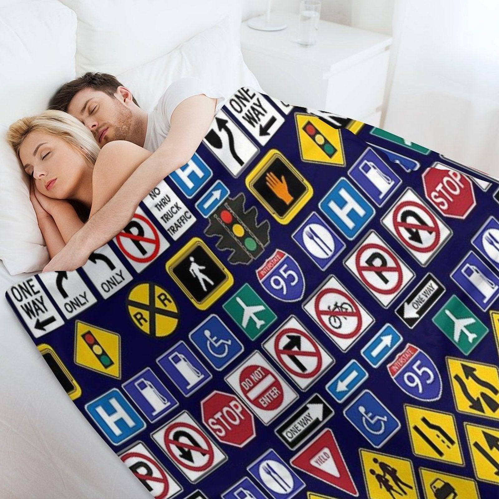 Road Signs, Regulations Signs Throw Blanket