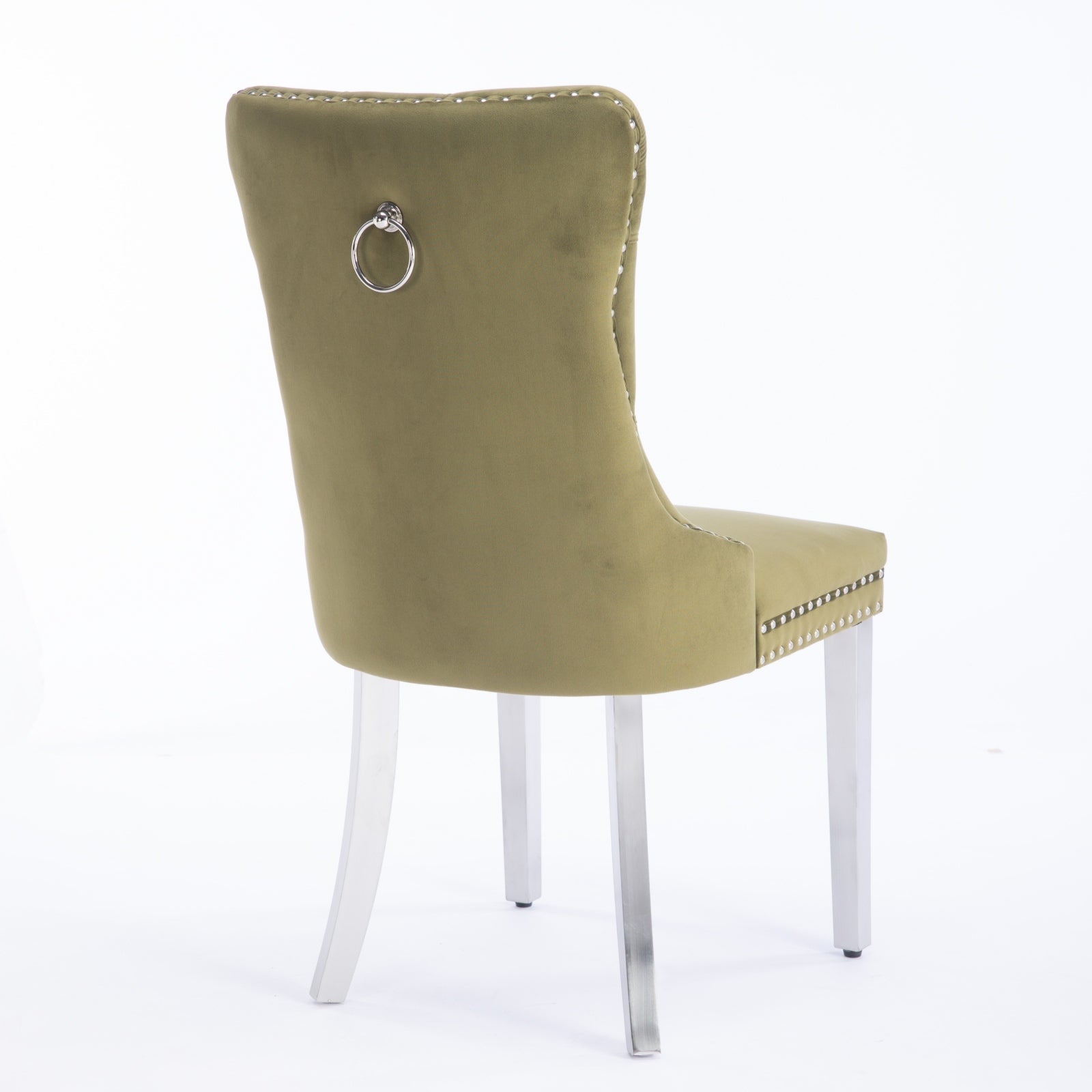 Nikki Collection Modern Tufted Solid Wood Velvet Upholstered Dining Chair with Chrome Legs