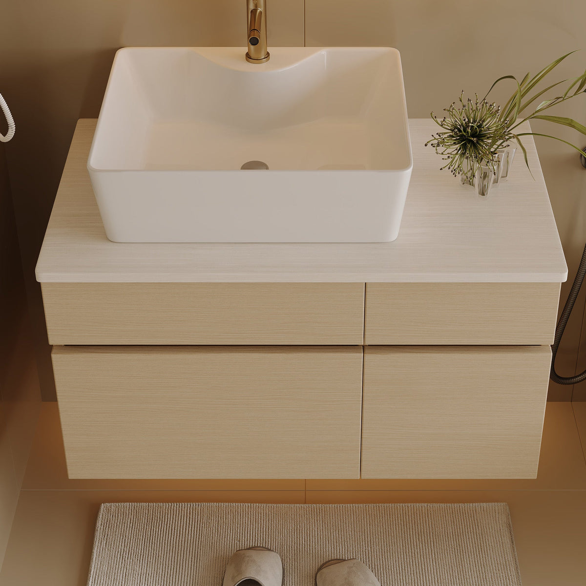 31.5 Inches Floating Single Small Bathroom Vanity with Sink