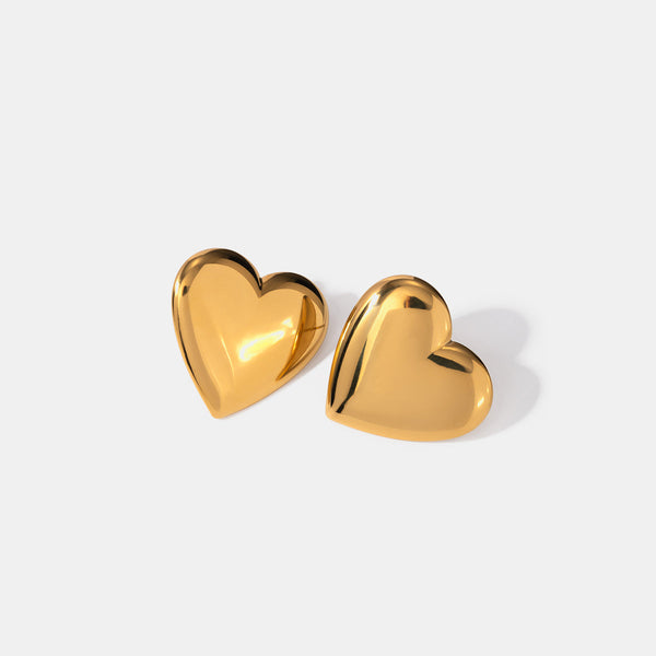 Gold Heart Stud Earrings