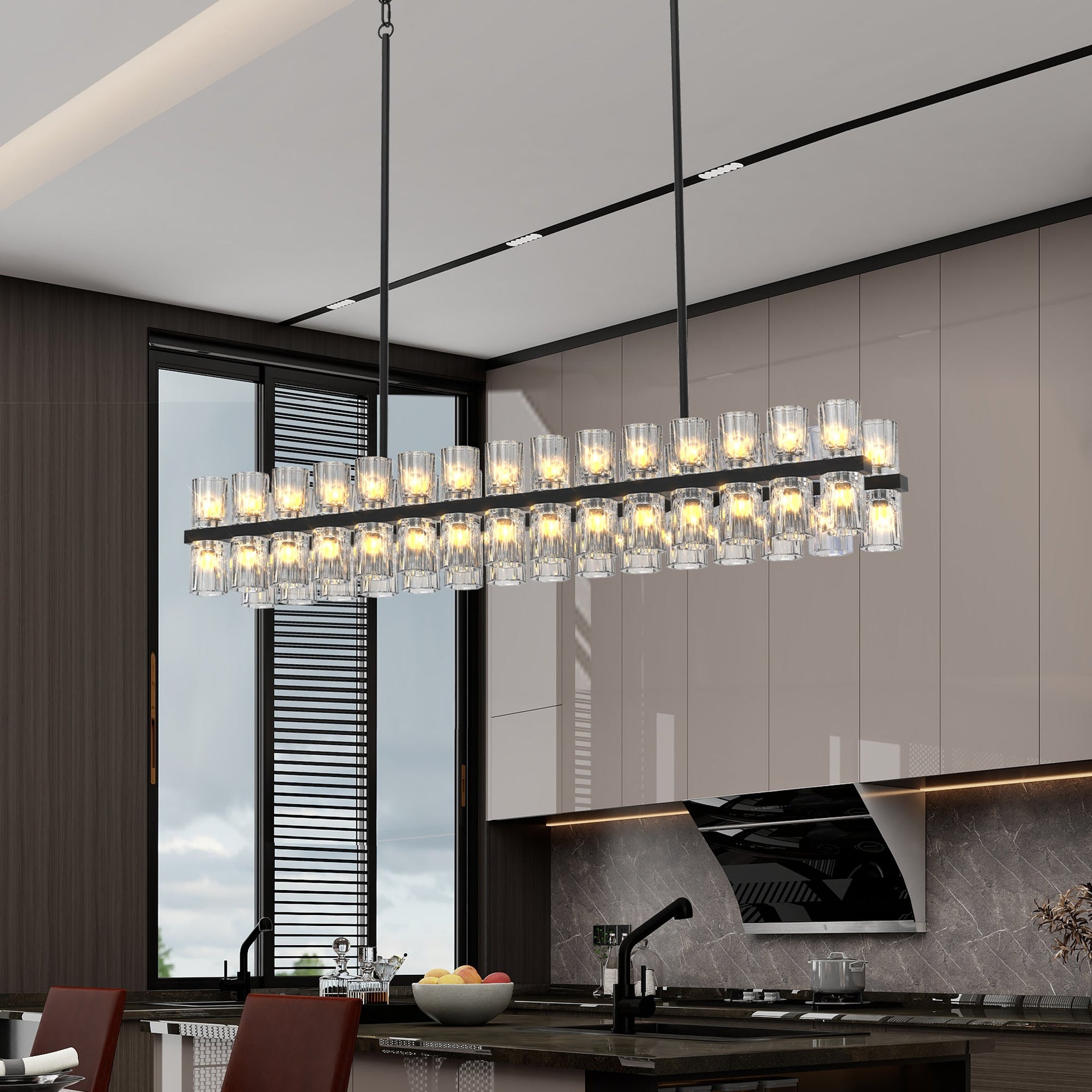 Modern Rectangular Crystal Luxury Chandelier for Dining Room & Living Room