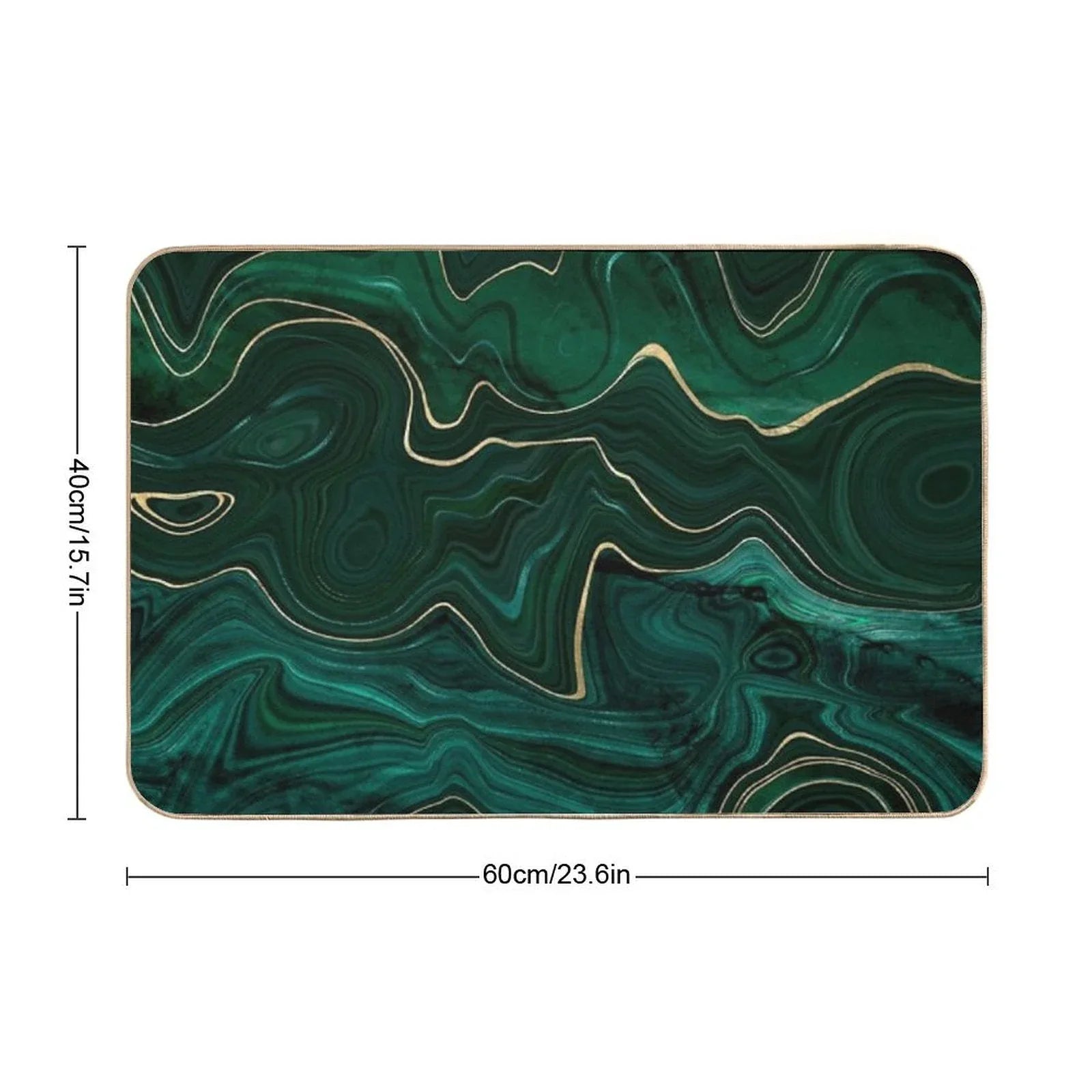 Emerald Green And Gold  Malachite Pattern Bath Mat