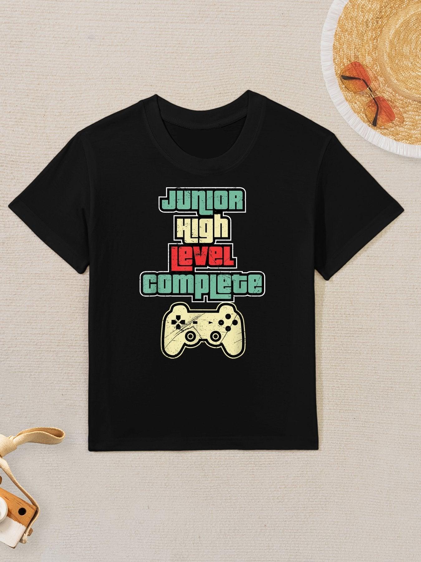 Level Complete Jr High School Graduation Grad Slogan T Kids T-Shirt