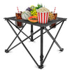 1Pc Foldable Camping Table Portable Picnic Table Lightweight Travel Desk with 2 Cup Holders Carrying Bag