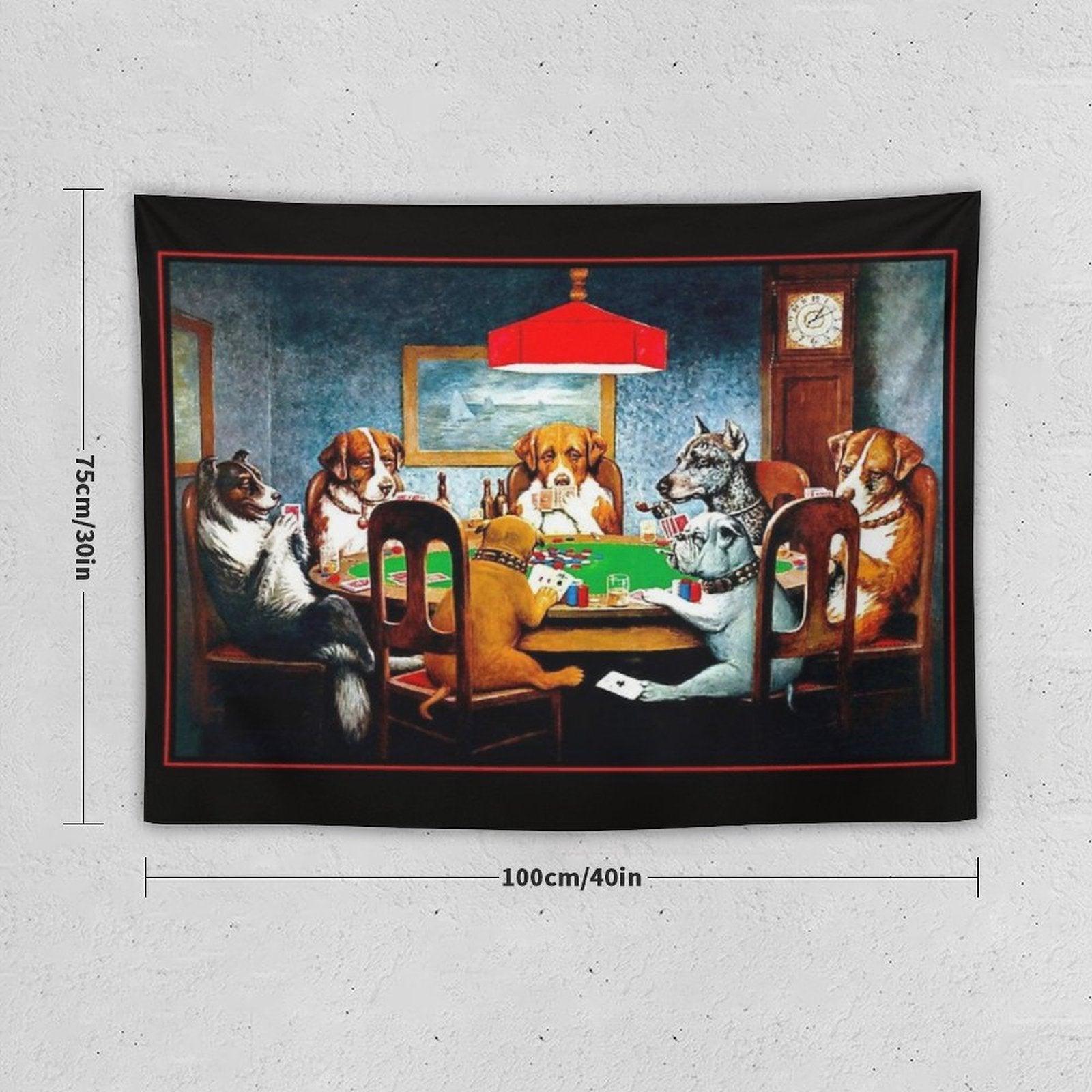 DOGS PLAYING POKER  Vintage C M Coolidge Print Tapestry
