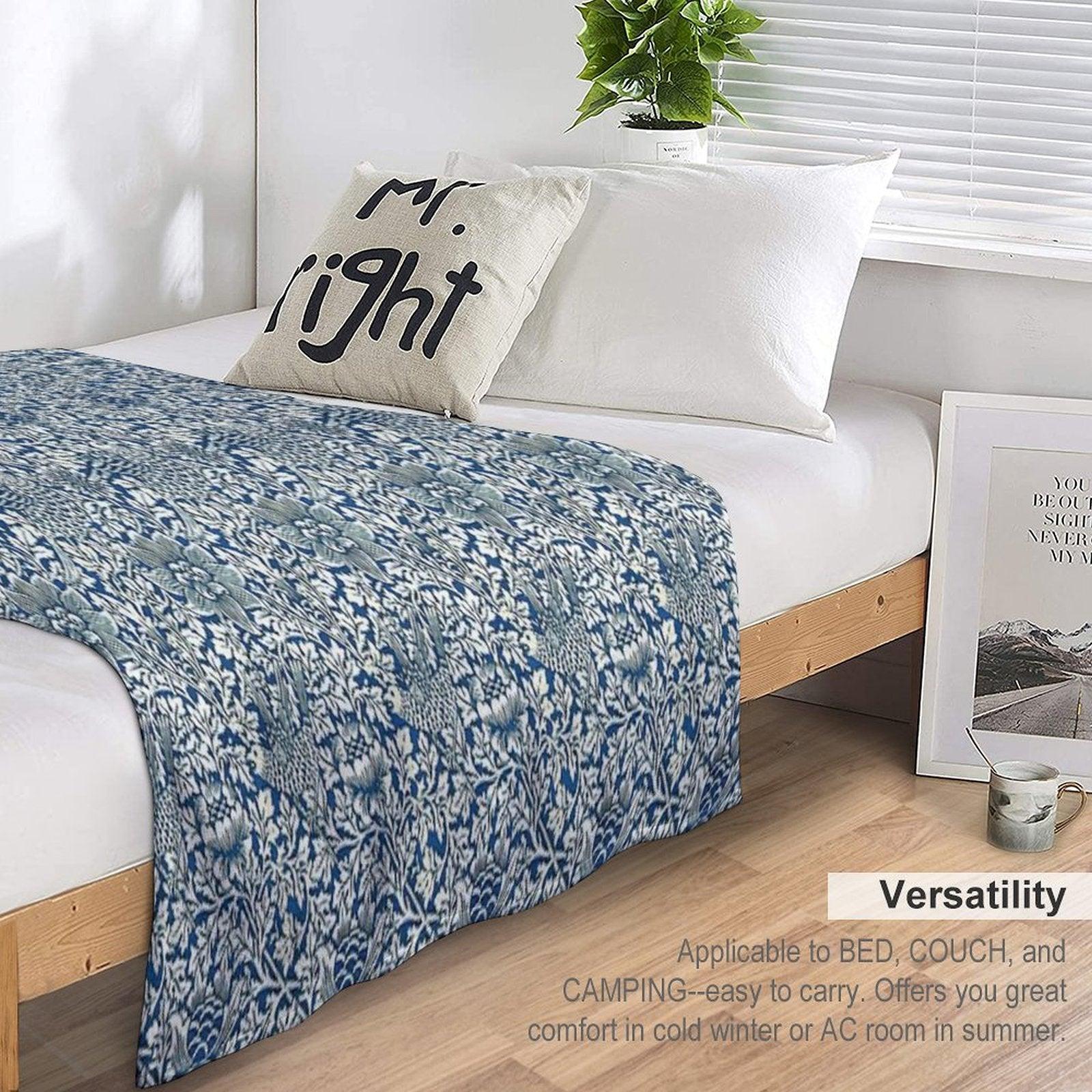 Indigo Blue And White William Morris Pattern Throw Blanket
