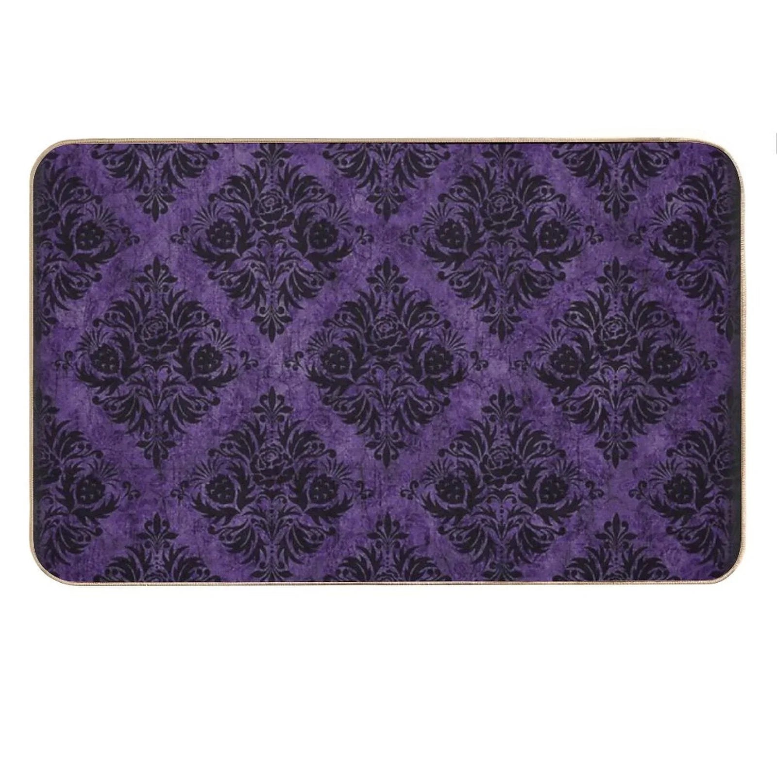Gothic Damask Purple Bath Mat