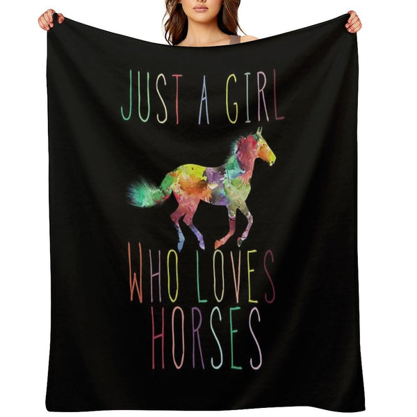Just A Girl Who Loves Horses Premium Throw Blanket