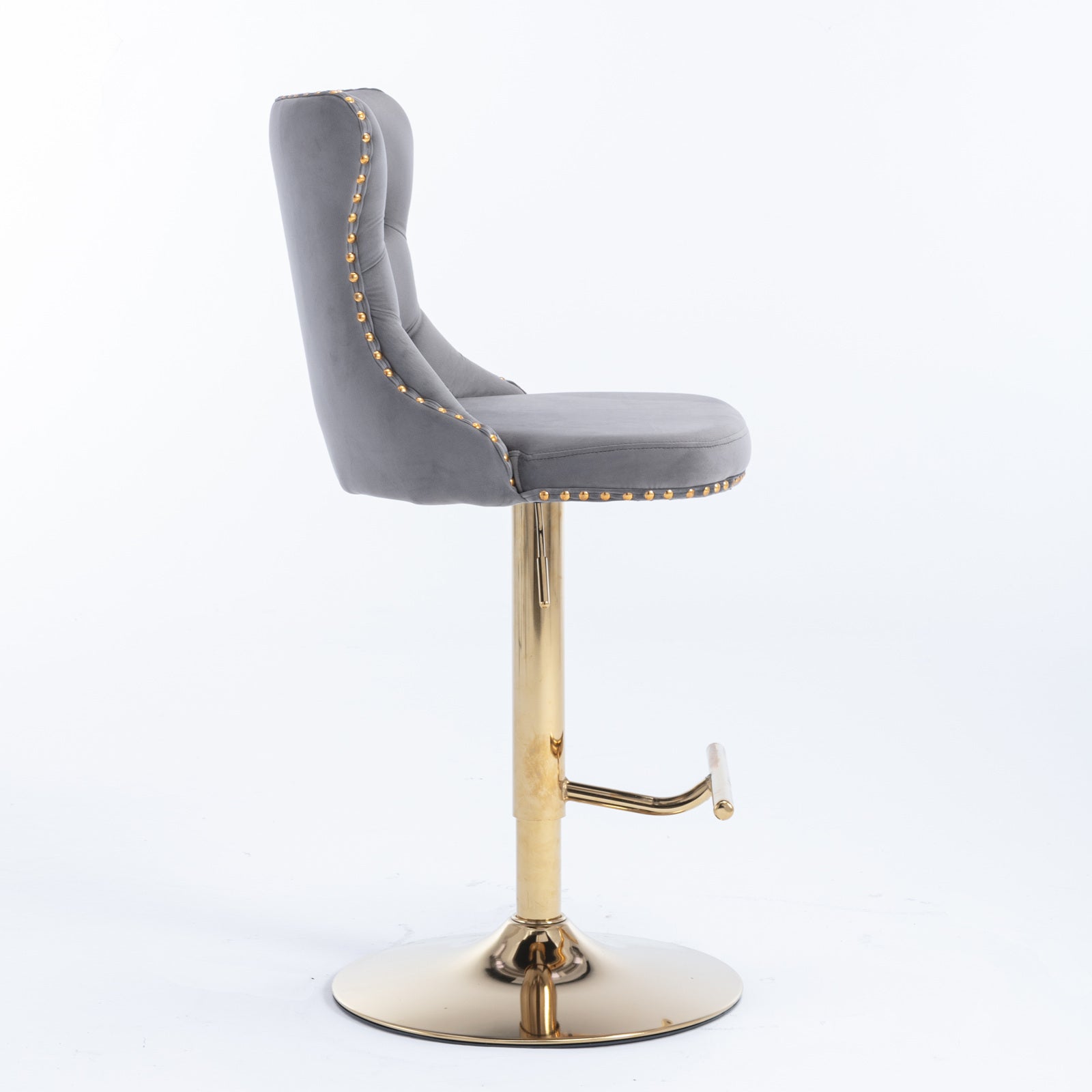 Golden Swivel Velvet Adjustable Barstools with Backs Upholstered Tufted for Home Pub
