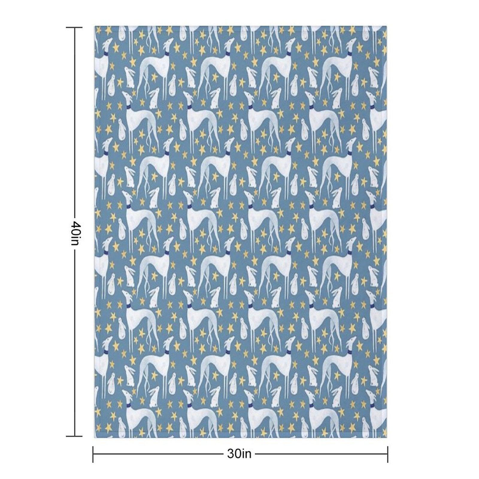 Galgo, Hare And Stars Throw Blanket