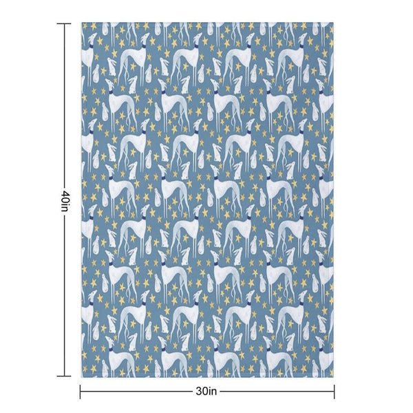 Galgo, Hare And Stars Throw Blanket