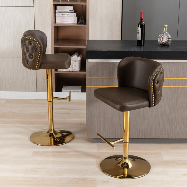Furniture, Swivel Barstools Adjusatble Seat Height, Modern PU Upholstered Bar Stools