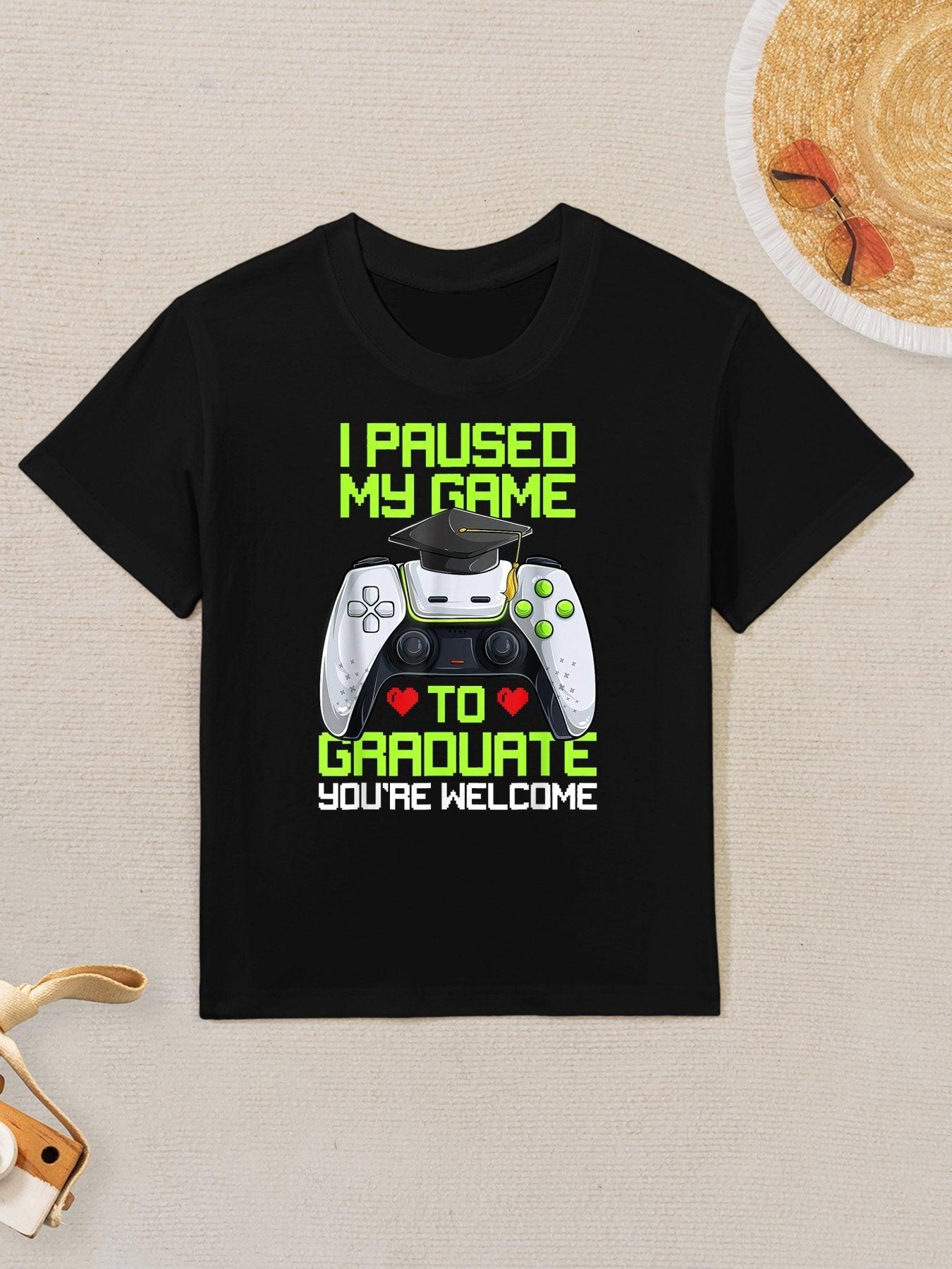 I Paused My Game To Graduate Funny Graduation Graduate Gamer Kids T-Shirt