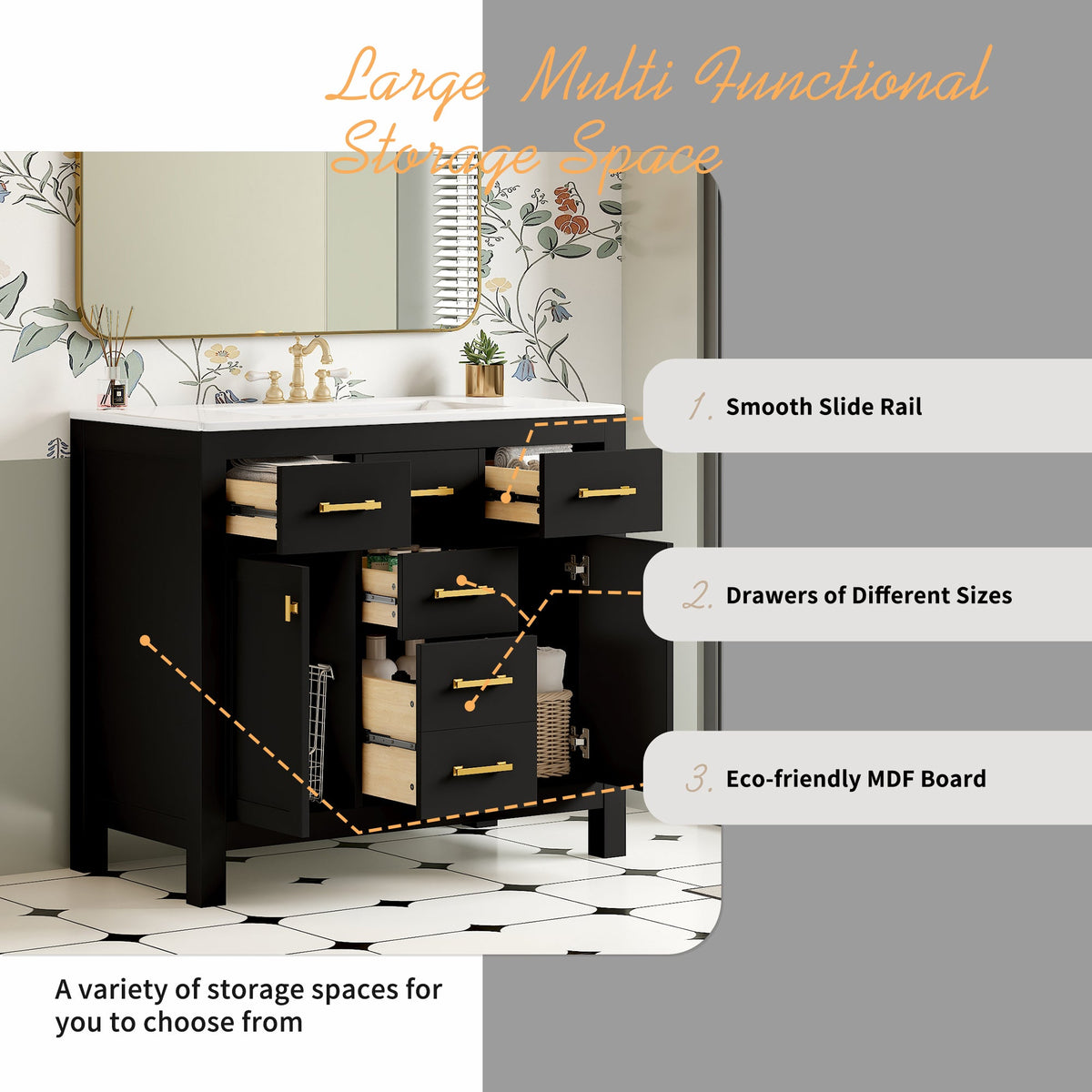 36'' Bathroom Vanity with Ceramic Sink Combo