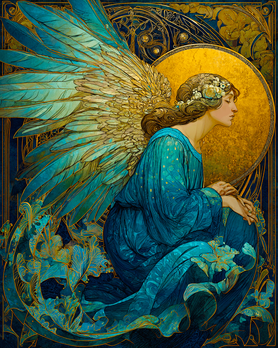 Angel Art Print - Midnight Angel 8x10 Artwork | Celestial Wall Decor
