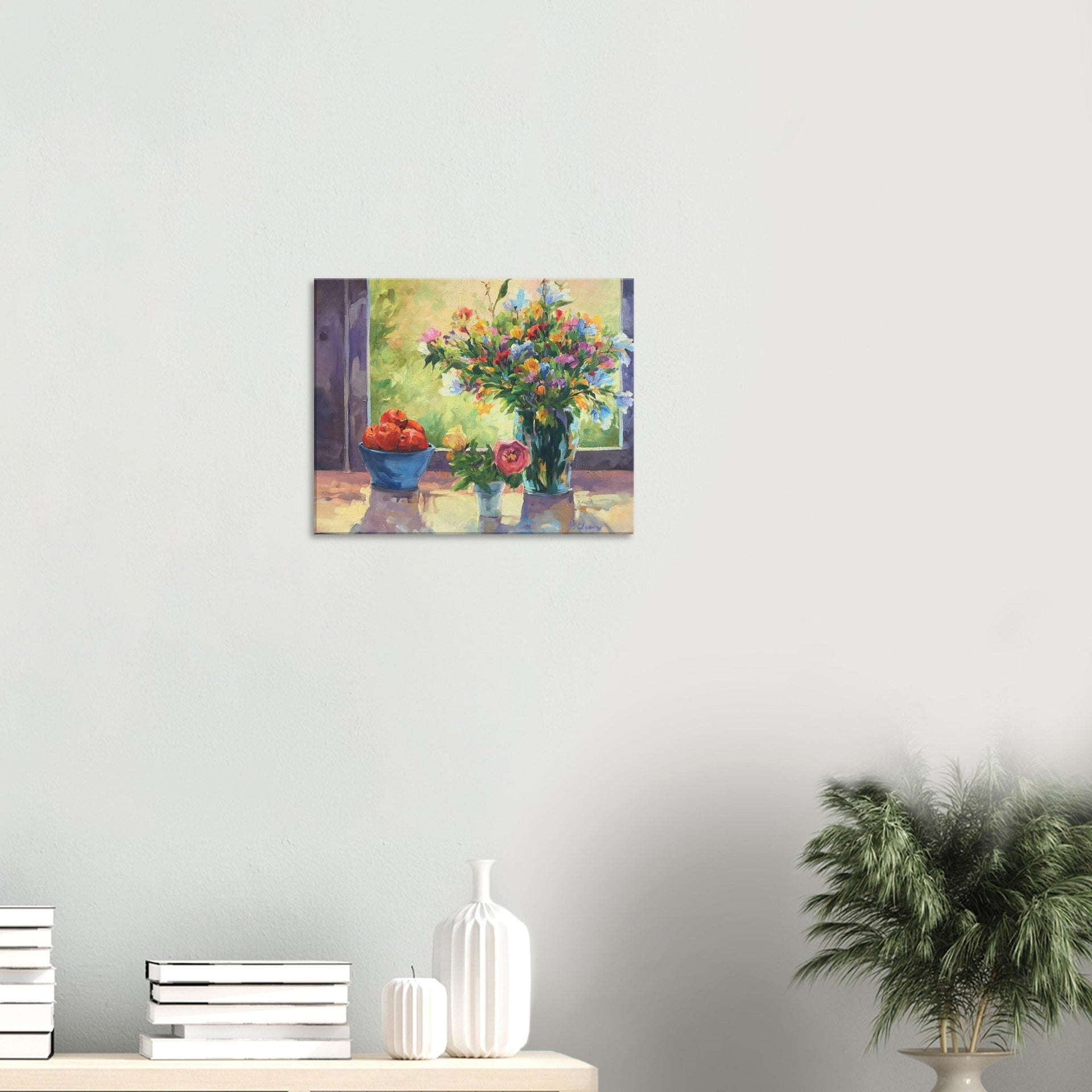 'Myrna's Apples' Still Life Floral I 16x20 inch Art Print on Canvas I Original Artwork by American Artist Barbara Cleary