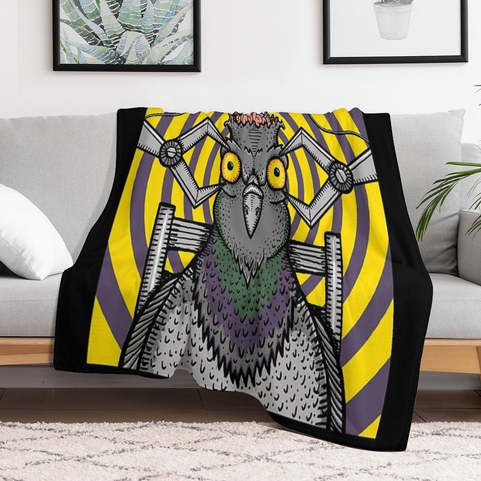 Psychology by Pigeons Playing Ping Pong Plush Throw Blanket